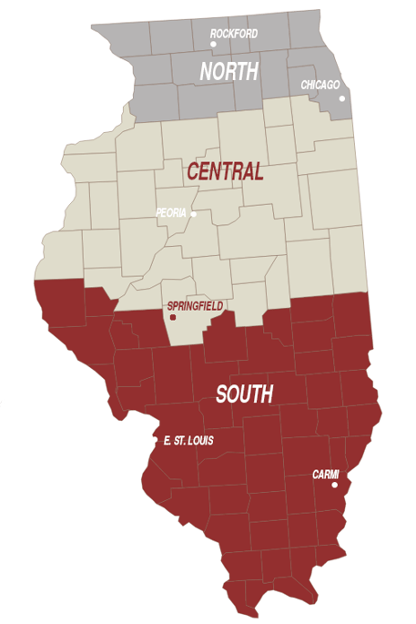 Illinois State Map with Cities